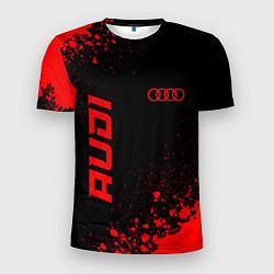 Мужская спорт-футболка Audi - red gradient вертикально