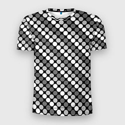 Футболка спортивная мужская Белый серый горох на черном ретро, цвет: 3D-принт