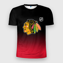 Футболка спортивная мужская Чикаго Блэкхокс - градиент, цвет: 3D-принт
