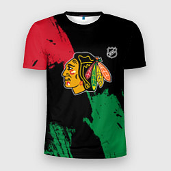 Футболка спортивная мужская Чикаго Блэкхокс - брызги красок, цвет: 3D-принт
