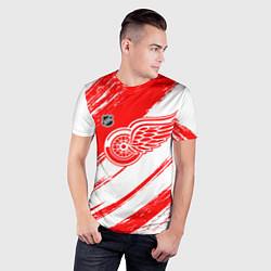 Футболка спортивная мужская Детройт Ред Уингз - брызги красок, цвет: 3D-принт — фото 2