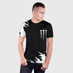 Футболка спортивная мужская Monster energy белый огонь, цвет: 3D-принт — фото 2