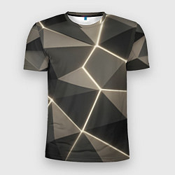 Мужская спорт-футболка Серая объемная текстура с гранями