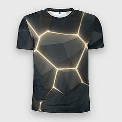 Мужская спорт-футболка Объемные серые плиты