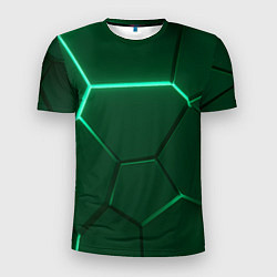 Мужская спорт-футболка Зеленые плиты с неоном