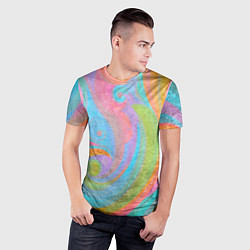 Футболка спортивная мужская Абстракция - multicolored curves, цвет: 3D-принт — фото 2