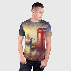 Футболка спортивная мужская Женщина у телефонной будки на набережной, цвет: 3D-принт — фото 2