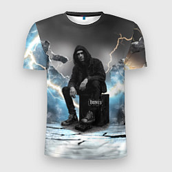 Футболка спортивная мужская Bones на фоне молний, цвет: 3D-принт