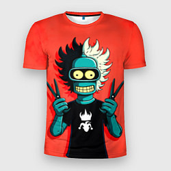 Футболка спортивная мужская Бендер в образе рокера и парикмахера, цвет: 3D-принт