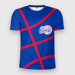 Футболка спортивная мужская Клипперс - текстура синего мяча, цвет: 3D-принт