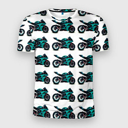 Мужская спорт-футболка Motorbike light blue