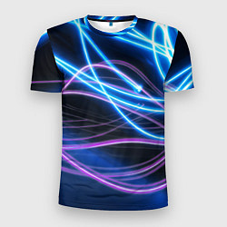 Мужская спорт-футболка Неоновая абстракция на темном