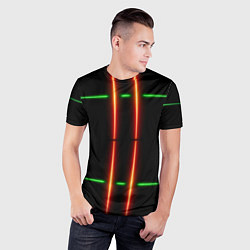 Футболка спортивная мужская Neon green black red line, цвет: 3D-принт — фото 2