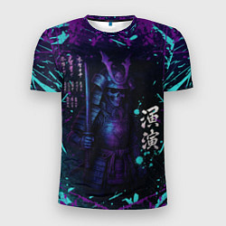 Футболка спортивная мужская Призрачный самурай - неоновый арт, цвет: 3D-принт