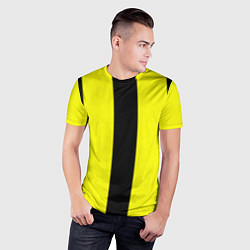 Футболка спортивная мужская Color yellow black line, цвет: 3D-принт — фото 2