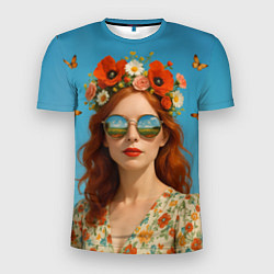 Футболка спортивная мужская Девушка в очках, цвет: 3D-принт
