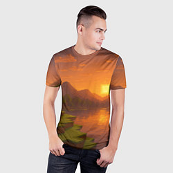 Футболка спортивная мужская Закат - Minecraft, цвет: 3D-принт — фото 2