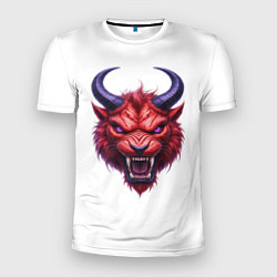 Футболка спортивная мужская Голова злого красного существа с фиолетовыми глаза, цвет: 3D-принт