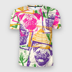 Футболка спортивная мужская Мопс и праздник, цвет: 3D-принт