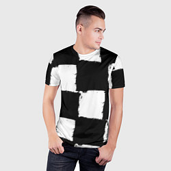 Футболка спортивная мужская Черные квадраты в виде шахматной доски, цвет: 3D-принт — фото 2