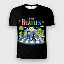 Футболка спортивная мужская The Beatles, мультяшный стиль, цвет: 3D-принт