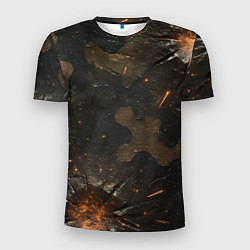 Мужская спорт-футболка Камуфляж со следами от пуль