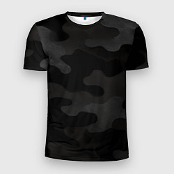 Мужская спорт-футболка Черно-серая текстура камуфляжа