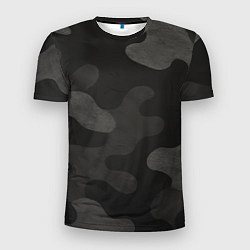 Мужская спорт-футболка Черно-серый камуфляж