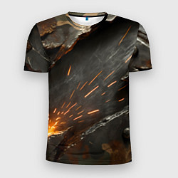 Мужская спорт-футболка Искры метала под камуфляжем