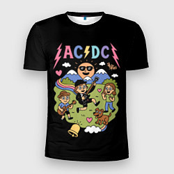Футболка спортивная мужская ACDC, мультяшный стиль, цвет: 3D-принт