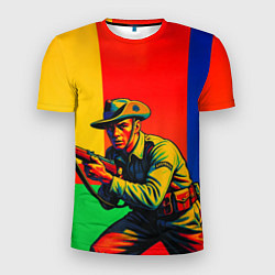 Мужская спорт-футболка Австралийский ретро солдат поп-арт