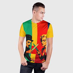 Футболка спортивная мужская Чарли Чаплин против Мэрилин Монро поп-арт, цвет: 3D-принт — фото 2