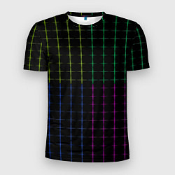 Футболка спортивная мужская Color black multicolored stripes, цвет: 3D-принт