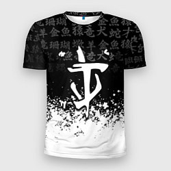 Мужская спорт-футболка Doom японские символы краски