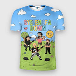 Футболка спортивная мужская System of a Down, мультяшный, цвет: 3D-принт