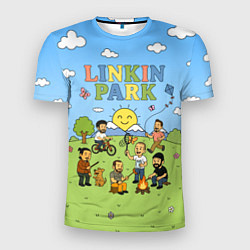 Мужская спорт-футболка Linkin Park мультяшный стиль на поляне
