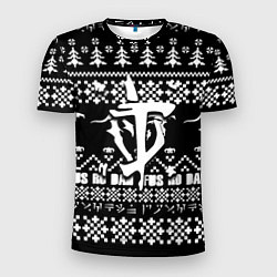 Мужская спорт-футболка Doom x elders scrolls pattern