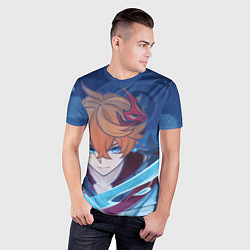 Футболка спортивная мужская Genshin Impact Tartaglia hydro, цвет: 3D-принт — фото 2
