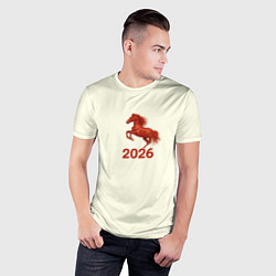 Футболка спортивная мужская Символ 2026 года красная огненная лошадь, цвет: 3D-принт — фото 2