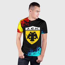 Футболка спортивная мужская AEK краски абстракция, цвет: 3D-принт — фото 2