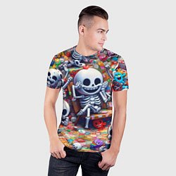 Футболка спортивная мужская Смеющиеся прикольные скелетики - нейроарт, цвет: 3D-принт — фото 2
