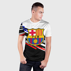 Футболка спортивная мужская Barcelona полосы текстура спорт, цвет: 3D-принт — фото 2