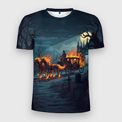 Футболка спортивная мужская Призраки в горящей конной повозке, цвет: 3D-принт