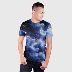 Футболка спортивная мужская Волшебная дымка тёмно-синий с искрами, цвет: 3D-принт — фото 2