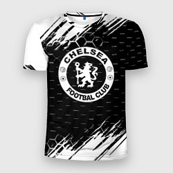 Мужская спорт-футболка Chelsea штрихи красок текстура