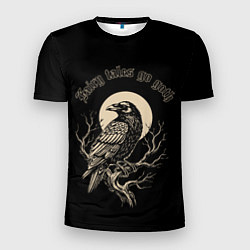 Футболка спортивная мужская Ворона сидит на ветке на фоне полной луны, цвет: 3D-принт