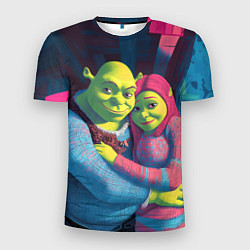 Футболка спортивная мужская Шрек и Фиона в обнимку, цвет: 3D-принт