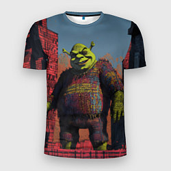 Футболка спортивная мужская Шрек из кубиков, цвет: 3D-принт