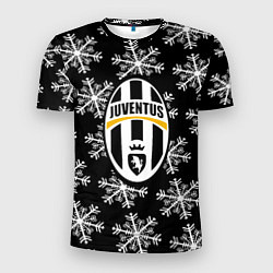 Футболка спортивная мужская Ювентус снежинки белые, цвет: 3D-принт
