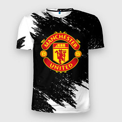 Футболка спортивная мужская Манчестер Юнайтед белые краски, цвет: 3D-принт